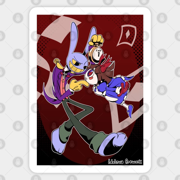 Jax and Pomni in Wonderland version 2 Sticker by idolnya